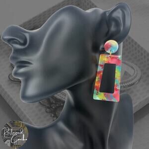 Neon Fun Trapezoid Drop Earrings